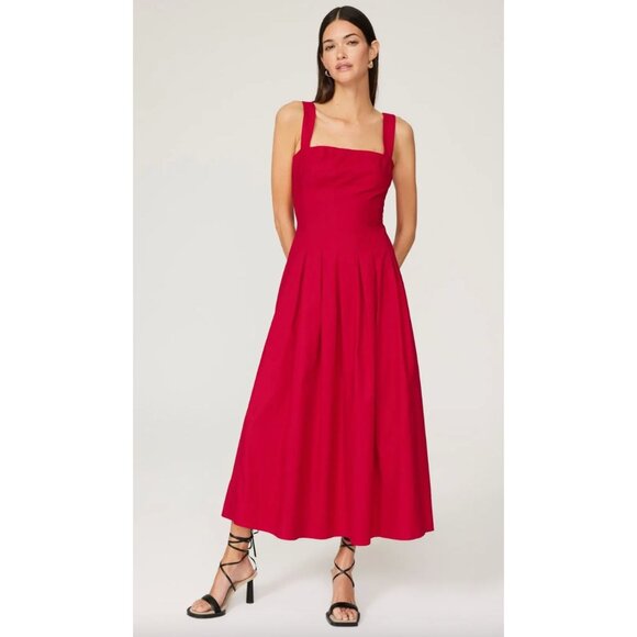 Reformation Dresses & Skirts - EUC Reformation Mika Dress Size 4 Cherry Red Poplin